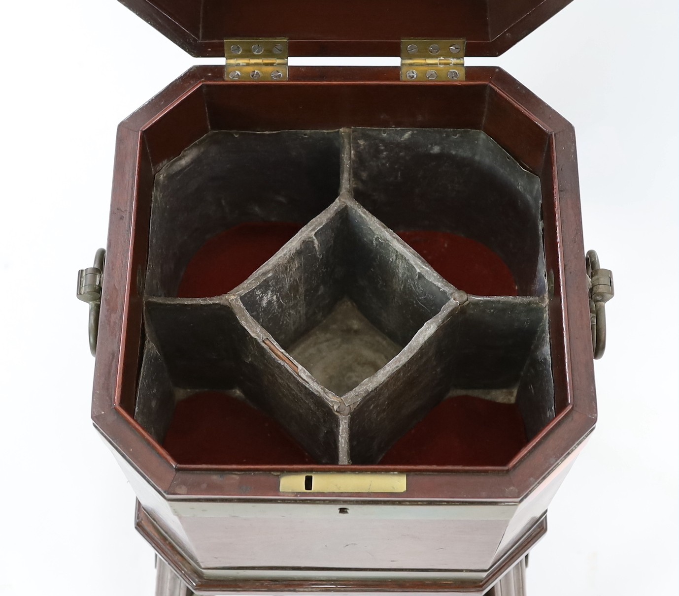 A George III brass bound mahogany cellaret, width 39cm depth 38cm height 70cm